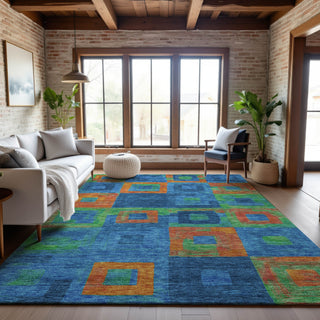 Piper Looms Mayfield Geometric AMF1142 Denim Machine Washable Area Rug Lifestyle Image Feature