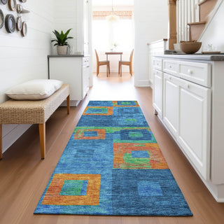 Piper Looms Mayfield Geometric AMF1142 Denim Machine Washable Area Rug Runner Lifestyle Image Feature