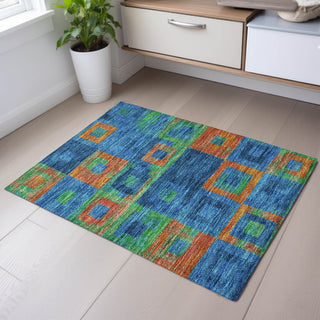 Piper Looms Mayfield Geometric AMF1142 Denim Machine Washable Area Rug Scatter Lifestyle Image Feature