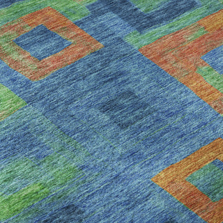 Piper Looms Mayfield Geometric AMF1142 Denim Machine Washable Area Rug Swatch Image