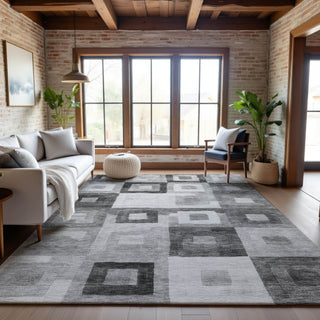 Piper Looms Mayfield Geometric AMF1142 Gray Machine Washable Area Rug Lifestyle Image Feature