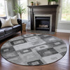 Piper Looms Mayfield Geometric AMF1142 Gray Machine Washable Area Rug Round Lifestyle Image Feature