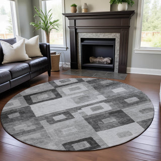 Piper Looms Mayfield Geometric AMF1142 Gray Machine Washable Area Rug Round Lifestyle Image Feature