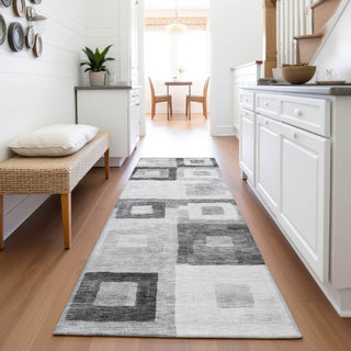 Piper Looms Mayfield Geometric AMF1142 Gray Machine Washable Area Rug Runner Lifestyle Image Feature