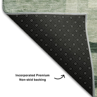 Piper Looms Mayfield Geometric AMF1142 Green Machine Washable Area Rug Backing Image