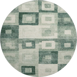 Piper Looms Mayfield Geometric AMF1142 Green Machine Washable Area Rug Round Main Image