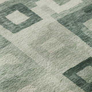 Piper Looms Mayfield Geometric AMF1142 Green Machine Washable Area Rug Swatch Image