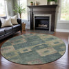 Piper Looms Mayfield Geometric AMF1142 Sage Machine Washable Area Rug Round Lifestyle Image Feature