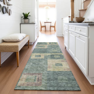 Piper Looms Mayfield Geometric AMF1142 Sage Machine Washable Area Rug Runner Lifestyle Image Feature