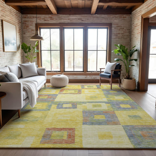 Piper Looms Mayfield Geometric AMF1142 Yellow Machine Washable Area Rug Lifestyle Image Feature