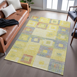 Piper Looms Mayfield Geometric AMF1142 Yellow Machine Washable Area Rug Lifestyle Image Feature