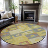 Piper Looms Mayfield Geometric AMF1142 Yellow Machine Washable Area Rug Round Lifestyle Image Feature
