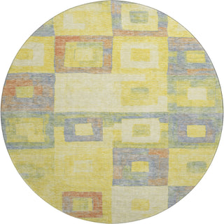 Piper Looms Mayfield Geometric AMF1142 Yellow Machine Washable Area Rug Round Main Image