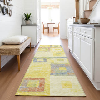 Piper Looms Mayfield Geometric AMF1142 Yellow Machine Washable Area Rug Runner Lifestyle Image Feature