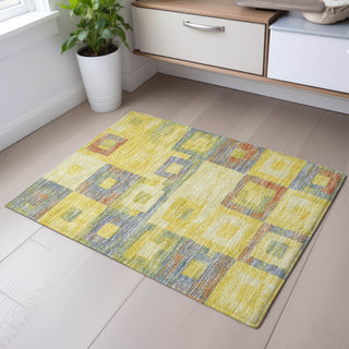 Piper Looms Mayfield Geometric AMF1142 Yellow Machine Washable Area Rug Scatter Lifestyle Image Feature