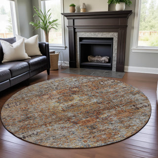 Piper Looms Mayfield Global AMF1143 Coral Machine Washable Area Rug Round Lifestyle Image Feature