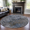 Piper Looms Mayfield Global AMF1144 Blue Machine Washable Area Rug Round Lifestyle Image Feature