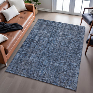 Piper Looms Mayfield Damask AMF1145 Blue Machine Washable Area Rug Lifestyle Image Feature