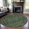 Piper Looms Mayfield Damask AMF1145 Cactus Machine Washable Area Rug Round Lifestyle Image Feature