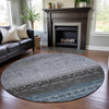 Piper Looms Mayfield Global AMF1147 Blue Machine Washable Area Rug Round Lifestyle Image Feature