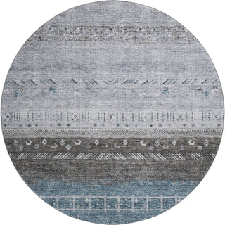 Piper Looms Mayfield Global AMF1147 Blue Machine Washable Area Rug Round Main Image