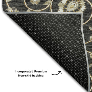 Piper Looms Mayfield Moroccan AMF1149 Black Machine Washable Area Rug Backing Image