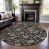 Piper Looms Mayfield Moroccan AMF1149 Black Machine Washable Area Rug Round Lifestyle Image Feature