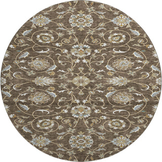 Piper Looms Mayfield Moroccan AMF1149 Chocolate Machine Washable Area Rug Round Main Image
