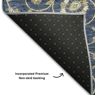 Piper Looms Mayfield Moroccan AMF1149 Navy Machine Washable Area Rug Backing Image