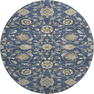 Piper Looms Mayfield Moroccan AMF1149 Navy Machine Washable Area Rug Round Main Image