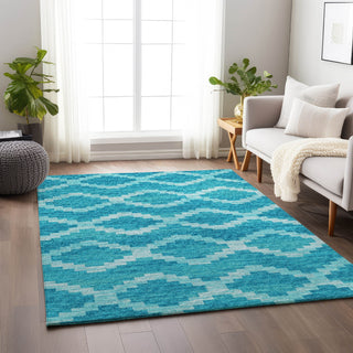 Piper Looms Mayfield Tribal Diamond AMF115 Turquoise Machine Washable Area Rug Lifestyle Image Feature