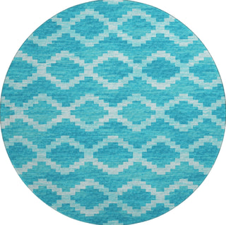 Piper Looms Mayfield Tribal Diamond AMF115 Turquoise Machine Washable Area Rug Round Main Image