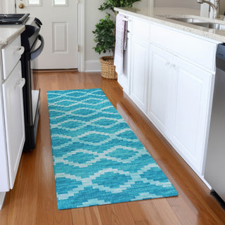 Piper Looms Mayfield Tribal Diamond AMF115 Turquoise Machine Washable Area Rug Runner Lifestyle Image Feature