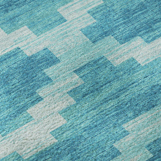 Piper Looms Mayfield Tribal Diamond AMF115 Turquoise Machine Washable Area Rug Swatch Image