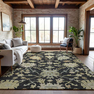 Piper Looms Mayfield Global AMF1150 Black Machine Washable Area Rug Lifestyle Image Feature