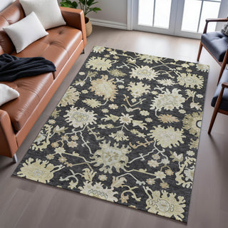 Piper Looms Mayfield Global AMF1150 Black Machine Washable Area Rug Lifestyle Image Feature