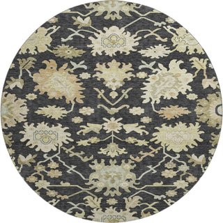Piper Looms Mayfield Global AMF1150 Black Machine Washable Area Rug Round Main Image