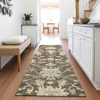 Piper Looms Mayfield Global AMF1150 Chocolate Machine Washable Area Rug Runner Lifestyle Image Feature