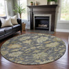 Piper Looms Mayfield Global AMF1150 Gray Machine Washable Area Rug Round Lifestyle Image Feature