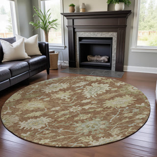 Piper Looms Mayfield Global AMF1150 Paprika Machine Washable Area Rug Round Lifestyle Image Feature