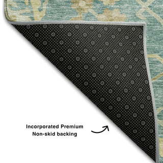 Piper Looms Mayfield Global AMF1150 Teal Machine Washable Area Rug Backing Image