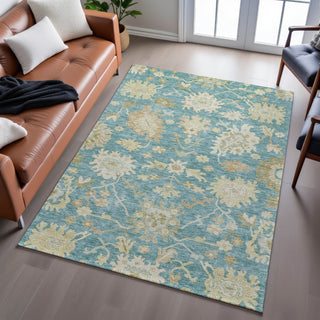 Piper Looms Mayfield Global AMF1150 Teal Machine Washable Area Rug Lifestyle Image Feature