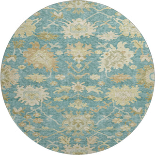 Piper Looms Mayfield Global AMF1150 Teal Machine Washable Area Rug Round Main Image