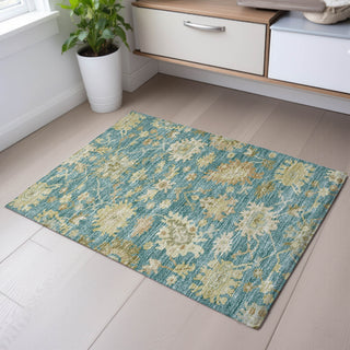 Piper Looms Mayfield Global AMF1150 Teal Machine Washable Area Rug Scatter Lifestyle Image Feature