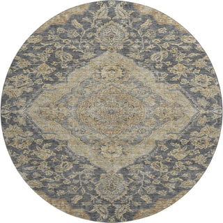 Piper Looms Mayfield Global AMF1151 Charcoal Machine Washable Area Rug Round Main Image