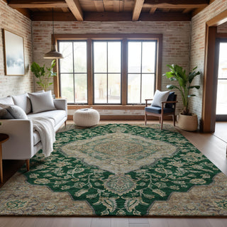 Piper Looms Mayfield Global AMF1151 Emerald Machine Washable Area Rug Lifestyle Image Feature