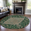 Piper Looms Mayfield Global AMF1151 Emerald Machine Washable Area Rug Round Lifestyle Image Feature