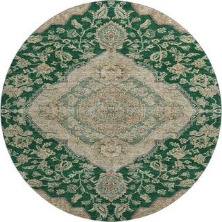 Piper Looms Mayfield Global AMF1151 Emerald Machine Washable Area Rug Round Main Image