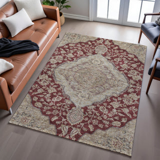 Piper Looms Mayfield Global AMF1151 Garnet Machine Washable Area Rug Lifestyle Image Feature