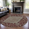 Piper Looms Mayfield Global AMF1151 Garnet Machine Washable Area Rug Round Lifestyle Image Feature